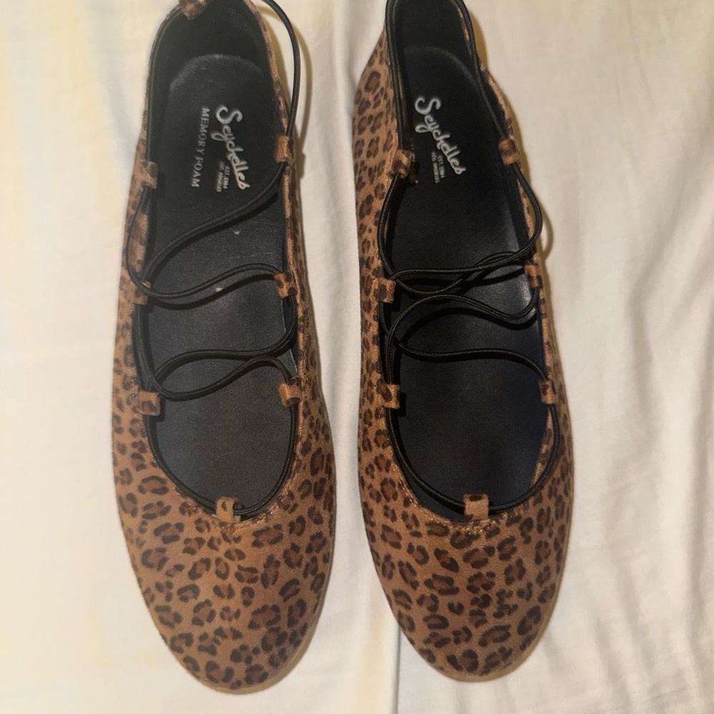 Seychelles Leopard Print Ballet Flats in Brown and Black